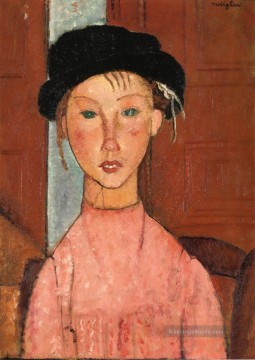  junges - junge Mädchen im Barett 1918 Amedeo Modigliani